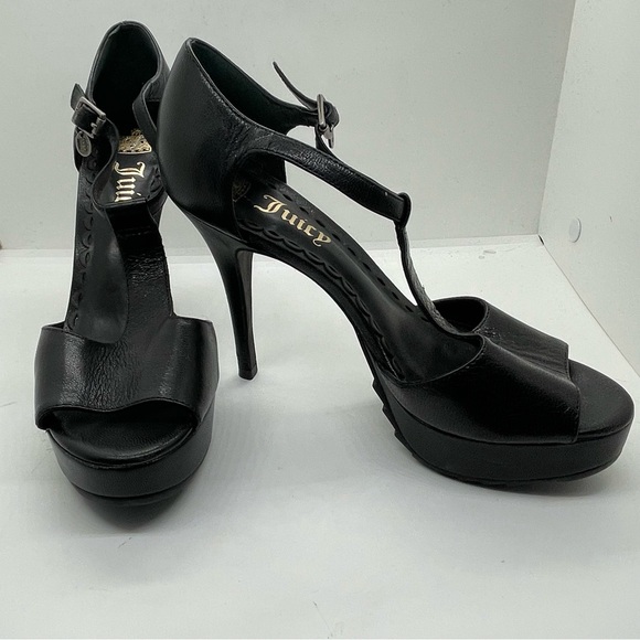 Juicy Couture Black Peep-Toe Heels - Picture 2 of 6